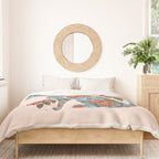 Porcelain Floral Dog - Blue & Coral Duvet Cover Gallery Image 3