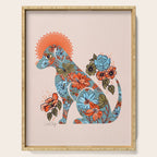 Porcelain Floral Dog - Blue & Coral Serving Tray Gallery Image 1