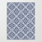 Blue tile brushstroke pattern Poster Gallery Image 4