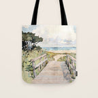 Boardwalk to the Sea Watercolor  Tote Bag Gallery Image 1