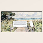 Boardwalk to the Sea Watercolor  Desk Mat Gallery Image 1