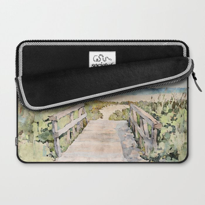 Boardwalk to the Sea Watercolor  Laptop Sleeve Gallery Image 2