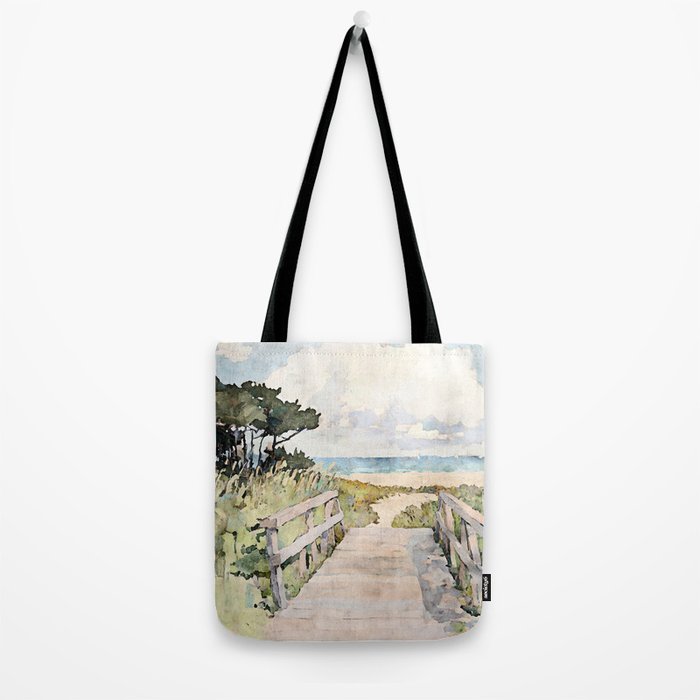 Boardwalk to the Sea Watercolor  Tote Bag Gallery Image 2