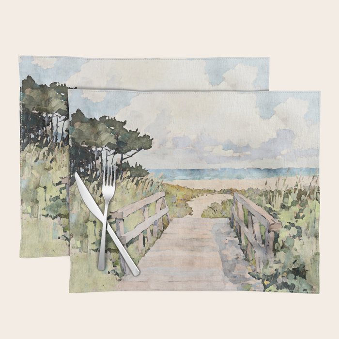 Boardwalk to the Sea Watercolor  Placemat Gallery Image 1