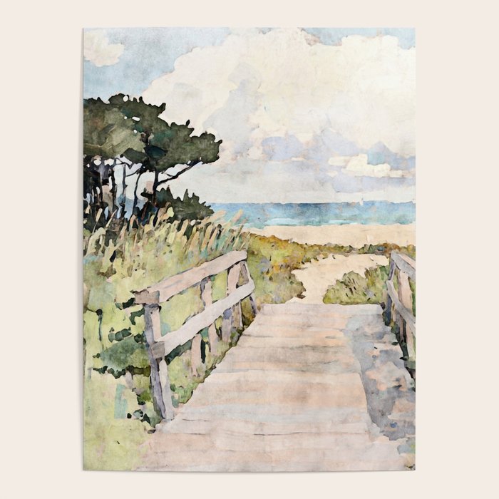Boardwalk to the Sea Watercolor  Poster Gallery Image 4