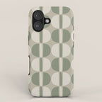 Mid Century Modern Geometric Pattern 176 Sage Green and Beige iPhone Case Gallery Image 1