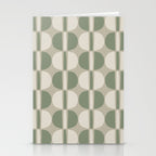 Mid Century Modern Geometric Pattern 176 Sage Green and Beige Stationery Card Gallery Image 2