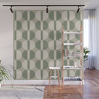 Mid Century Modern Geometric Pattern 176 Sage Green and Beige Wall Mural Gallery Image 1