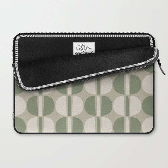 Mid Century Modern Geometric Pattern 176 Sage Green and Beige Laptop Sleeve Gallery Image 2
