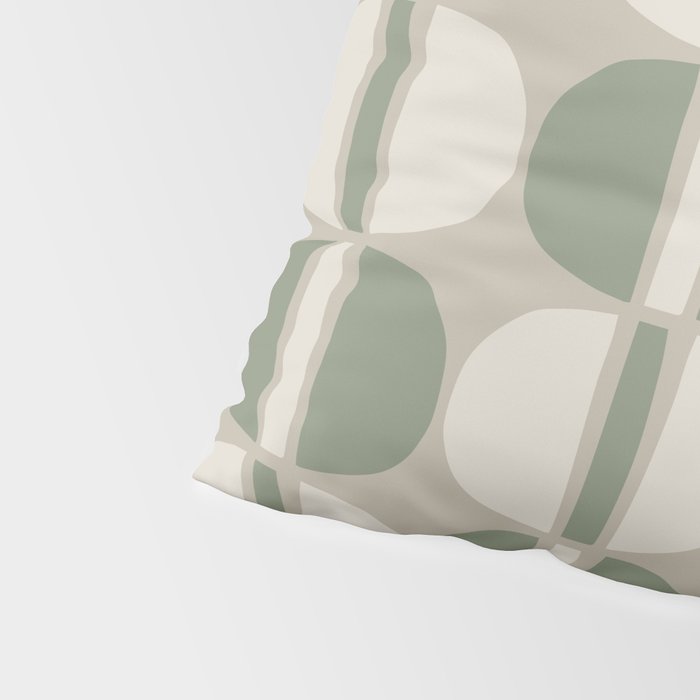Mid Century Modern Geometric Pattern 176 Sage Green and Beige Pillow Sham Gallery Image 4