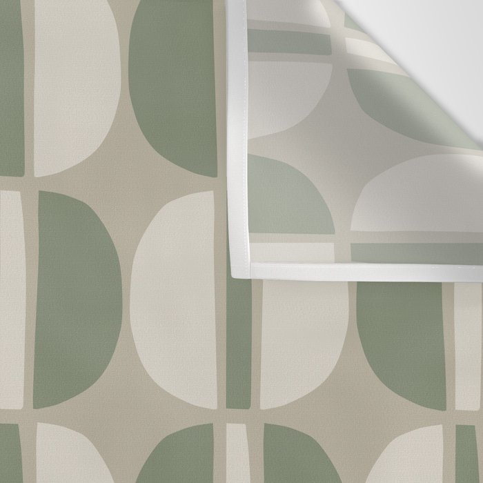 Mid Century Modern Geometric Pattern 176 Sage Green and Beige Wall Tapestry Gallery Image 3