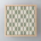 Mid Century Modern Geometric Pattern 176 Sage Green and Beige Mini Art Print Gallery Image 1