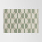 Mid Century Modern Geometric Pattern 176 Sage Green and Beige Rug Gallery Image 2