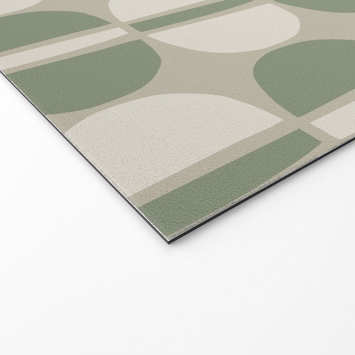 Mid Century Modern Geometric Pattern 176 Sage Green and Beige Welcome Mat Gallery Image 2