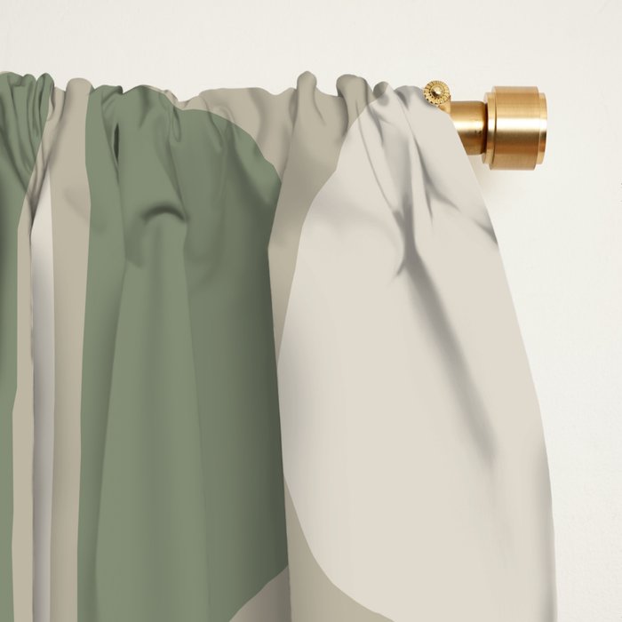 Mid Century Modern Geometric Pattern 176 Sage Green and Beige Window Curtain Gallery Image 2