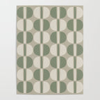 Mid Century Modern Geometric Pattern 176 Sage Green and Beige Poster Gallery Image 4