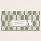 Mid Century Modern Geometric Pattern 176 Sage Green and Beige Desk Mat Gallery Image 1