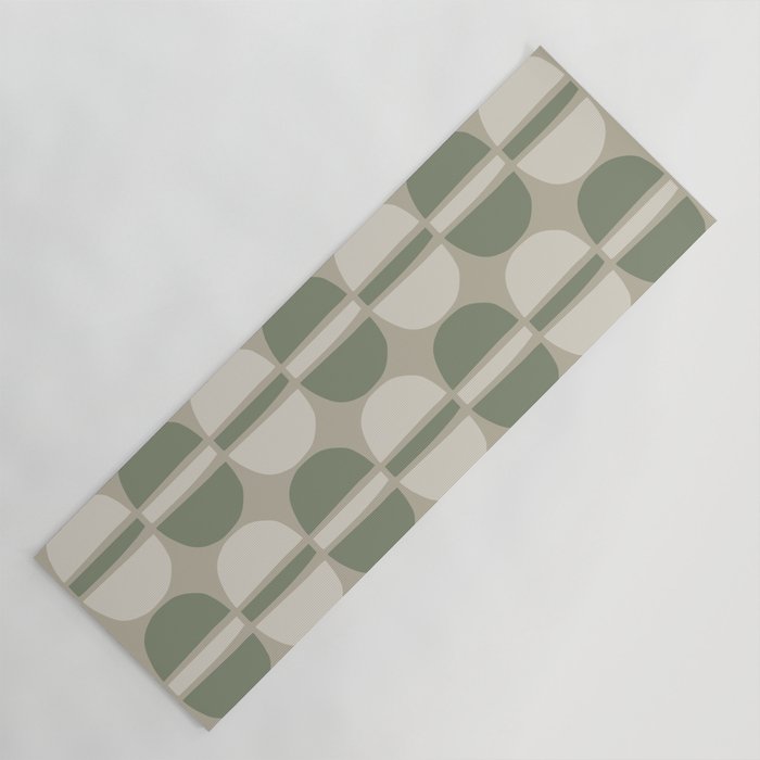 Mid Century Modern Geometric Pattern 176 Sage Green and Beige Yoga Mat