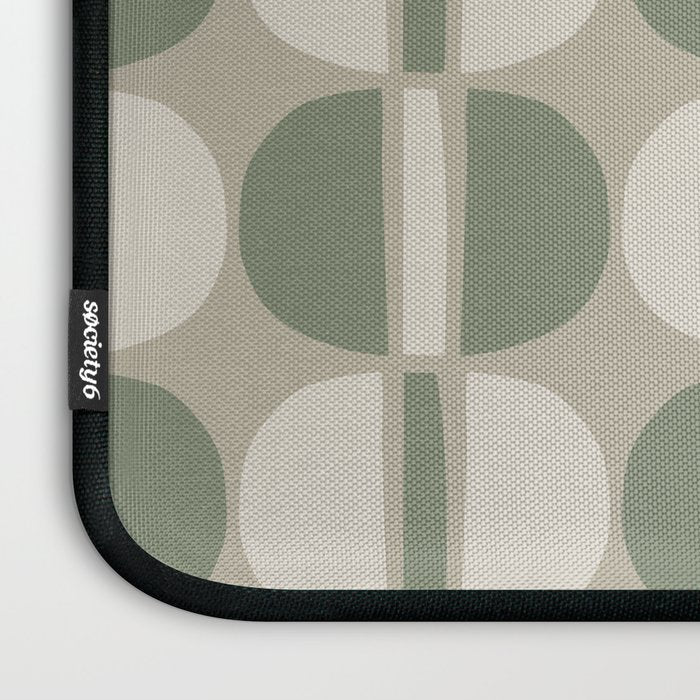 Mid Century Modern Geometric Pattern 176 Sage Green and Beige Laptop Sleeve Gallery Image 3
