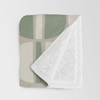 Mid Century Modern Geometric Pattern 176 Sage Green and Beige Throw Blanket Gallery Image 3