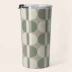 Mid Century Modern Geometric Pattern 176 Sage Green and Beige Travel Mug Gallery Image 3
