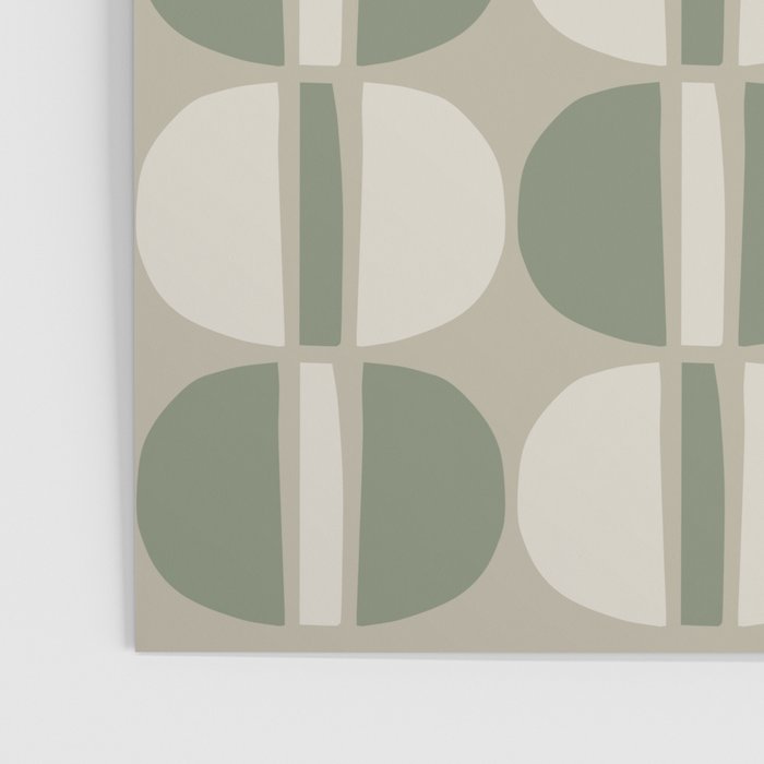 Mid Century Modern Geometric Pattern 176 Sage Green and Beige Poster Gallery Image 3