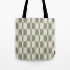Mid Century Modern Geometric Pattern 176 Sage Green and Beige Tote Bag Gallery Image 1