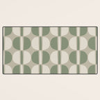 Mid Century Modern Geometric Pattern 176 Sage Green and Beige Desk Mat Gallery Image 3