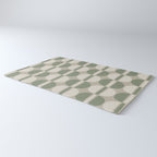 Mid Century Modern Geometric Pattern 176 Sage Green and Beige Rug Gallery Image 3