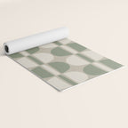 Mid Century Modern Geometric Pattern 176 Sage Green and Beige Yoga Mat Gallery Image 2