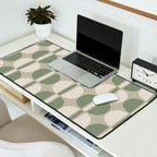 Mid Century Modern Geometric Pattern 176 Sage Green and Beige Desk Mat Gallery Image 2
