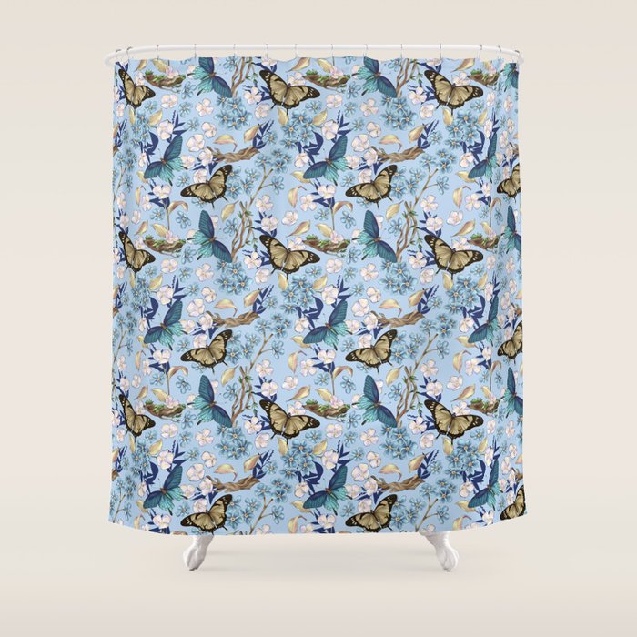 Springtime Flutter Bliss Shower Curtain Gallery Image 1
