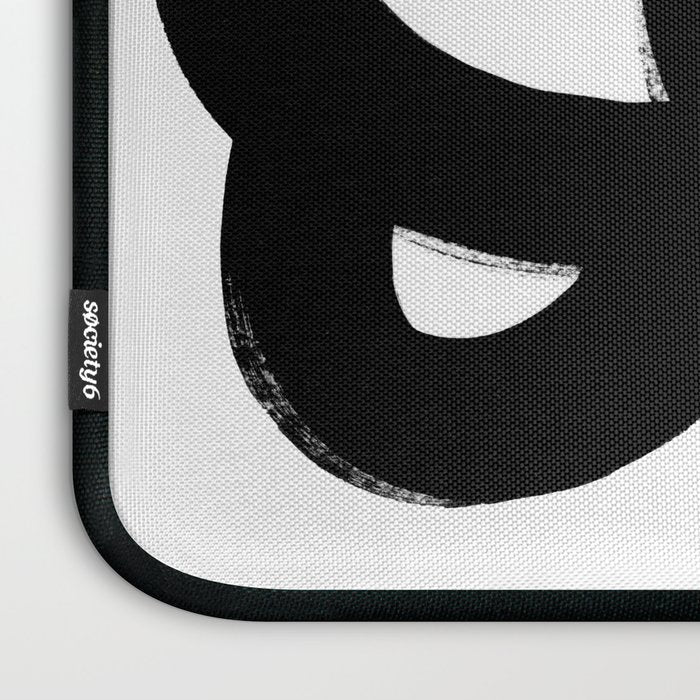 Black & White Minimalist Abstract Mid century Ink Art Dark Brush Strokes Laptop Sleeve Gallery Image 3
