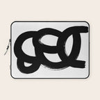 Black & White Minimalist Abstract Mid century Ink Art Dark Brush Strokes Laptop Sleeve Gallery Image 1
