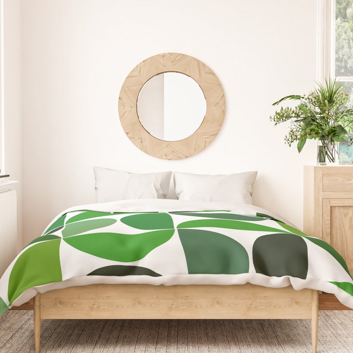 Mid century modern geometric Green  Duvet Cover Gallery Image 3