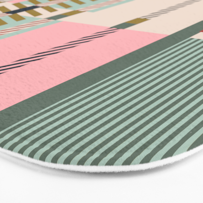 Vintage Striped Geometric Bath Mat Gallery Image 3