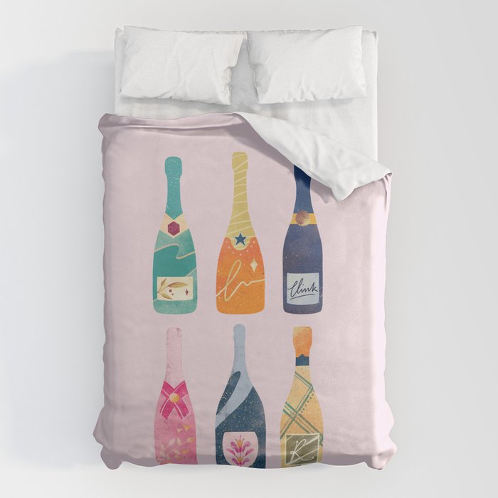 Champagne Bottles - Pink Ver. Duvet Cover Gallery Image 1