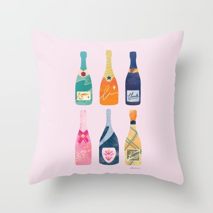 Champagne Bottles - Pink Ver. Throw Pillow Gallery Image 6
