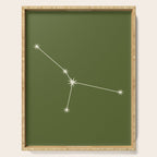 Cancer Zodiac Star Constellation Line Art Olive Green Serving Tray Gallery Image 1
