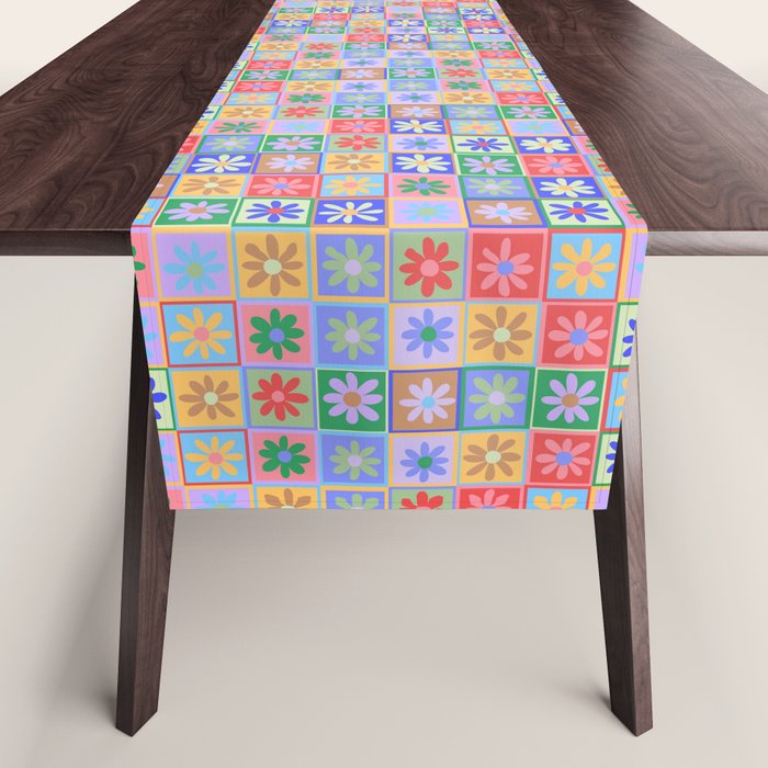 Checkered Flower Pattern  Table Runner Gallery Image 1