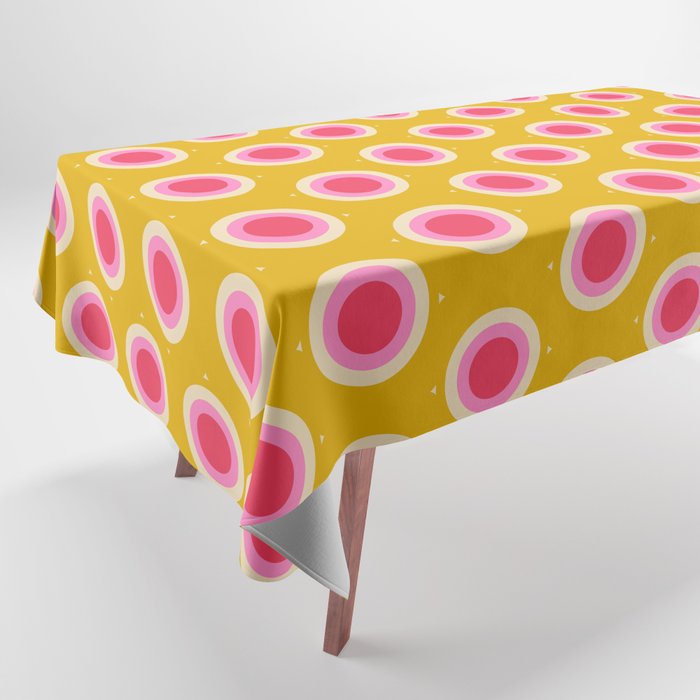 Geometric Mid century Modern Yellow Abstract Tablecloth Gallery Image 1