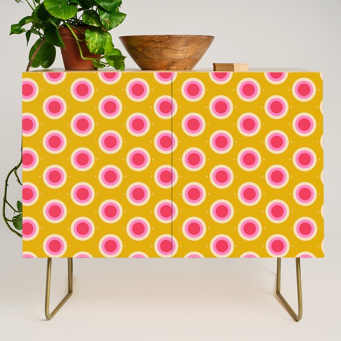 Geometric Mid century Modern Yellow Abstract Credenza Gallery Image 1