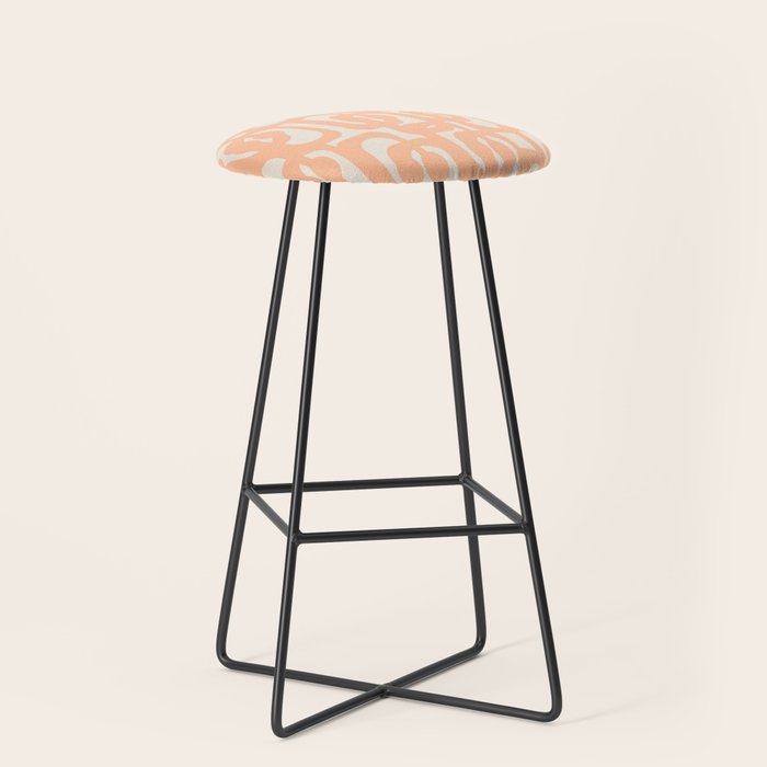 Peach Mid Century Modern Loop Pattern Stool Gallery Image 1
