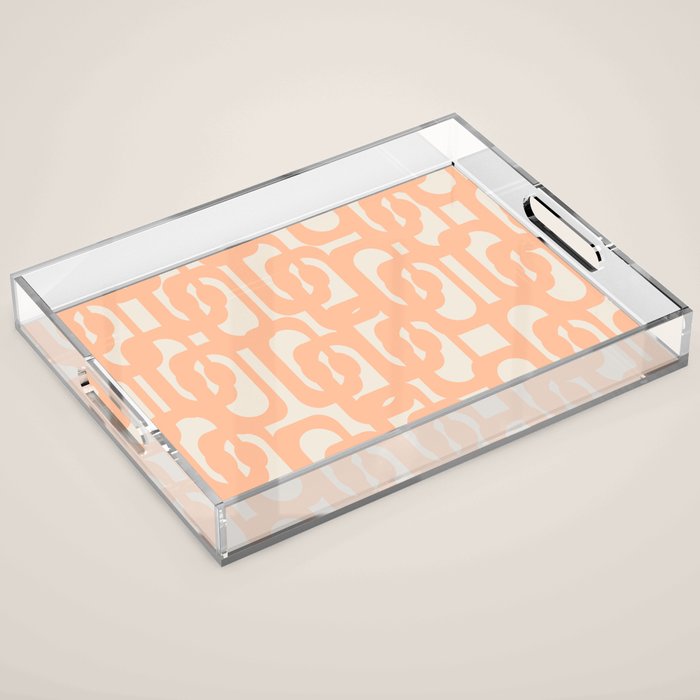 Peach Mid Century Modern Loop Pattern Acrylic Tray Gallery Image 1