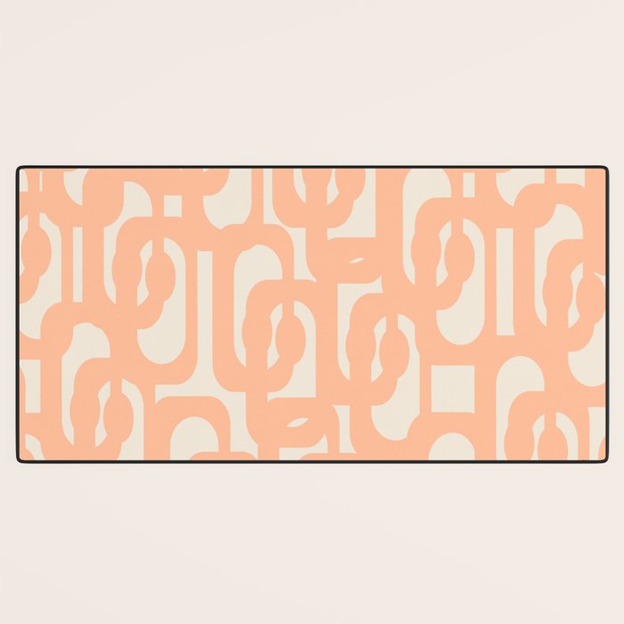 Peach Mid Century Modern Loop Pattern Desk Mat Gallery Image 3