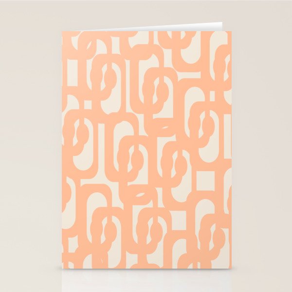 Peach Mid Century Modern Loop Pattern Stationery Card Gallery Image 2