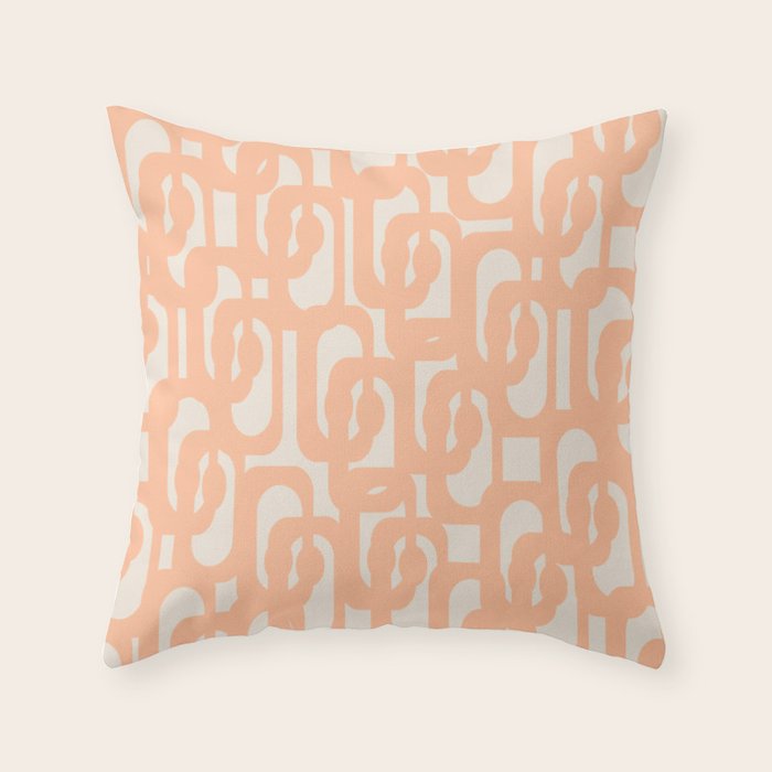 Peach Mid Century Modern Loop Pattern Throw Pillow Gallery Image 6