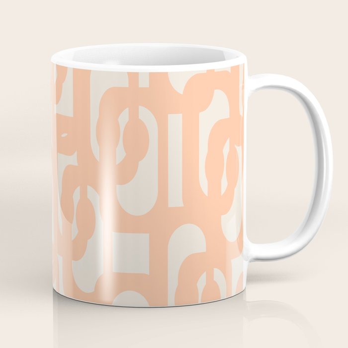Peach Mid Century Modern Loop Pattern Coffee Mug Gallery Image 1
