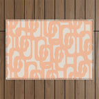 Peach Mid Century Modern Loop Pattern Outdoor Rug Gallery Image 1