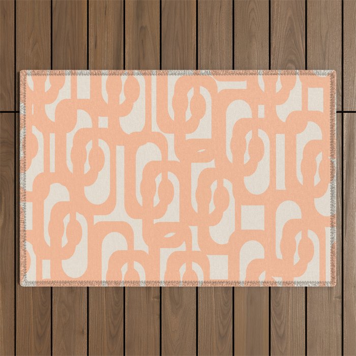 Peach Mid Century Modern Loop Pattern Outdoor Rug Gallery Image 1